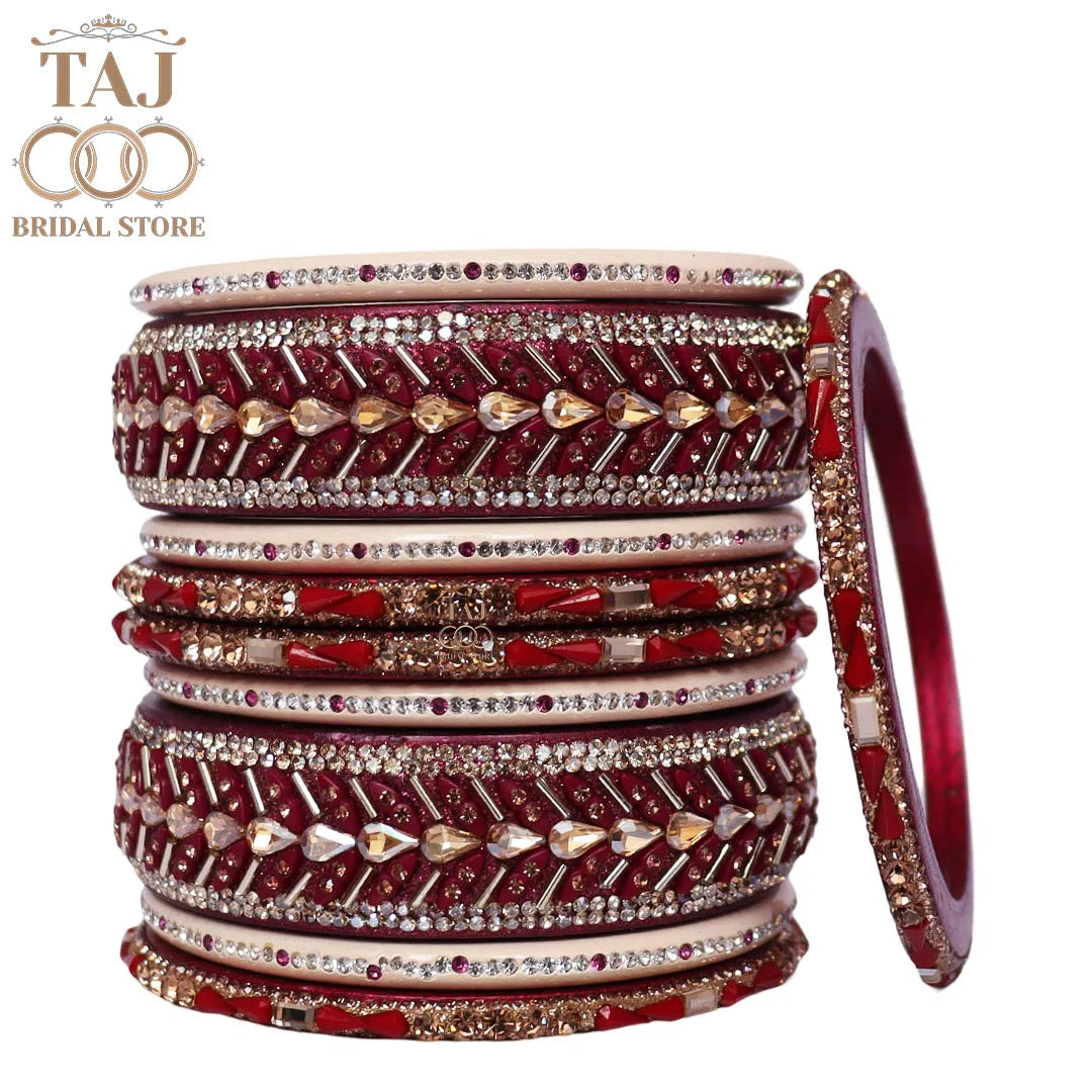 Women Lac Short Bangles Set With Latest Kundan Rhinestones Design
