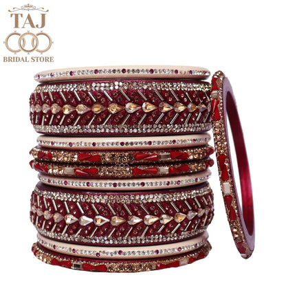 Women Lac Short Bangles Set With Latest Kundan Rhinestones Design