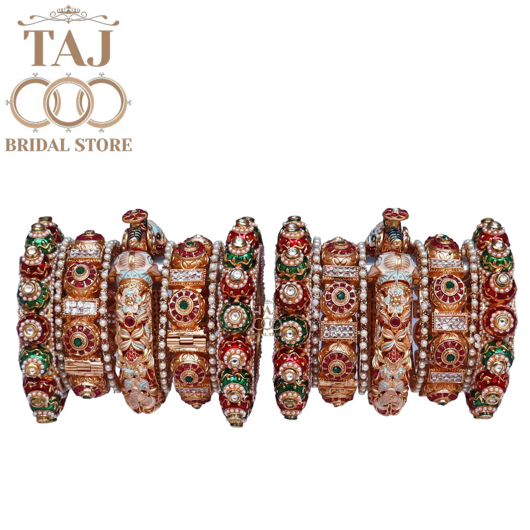 Royal Rajasthani Wedding Chura Set With Beautiful Heavy Elephant Design Bangadi