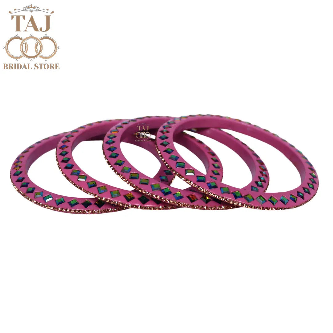 Rajasthani Fancy Lac Kada Bangles in Latest Kundan Rhinestones Design