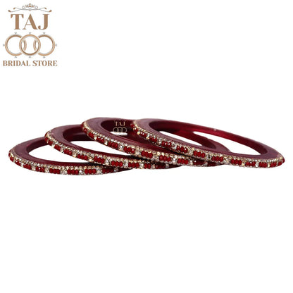 Handmade Lac Bangles For Women With Latest Rhinestones Design