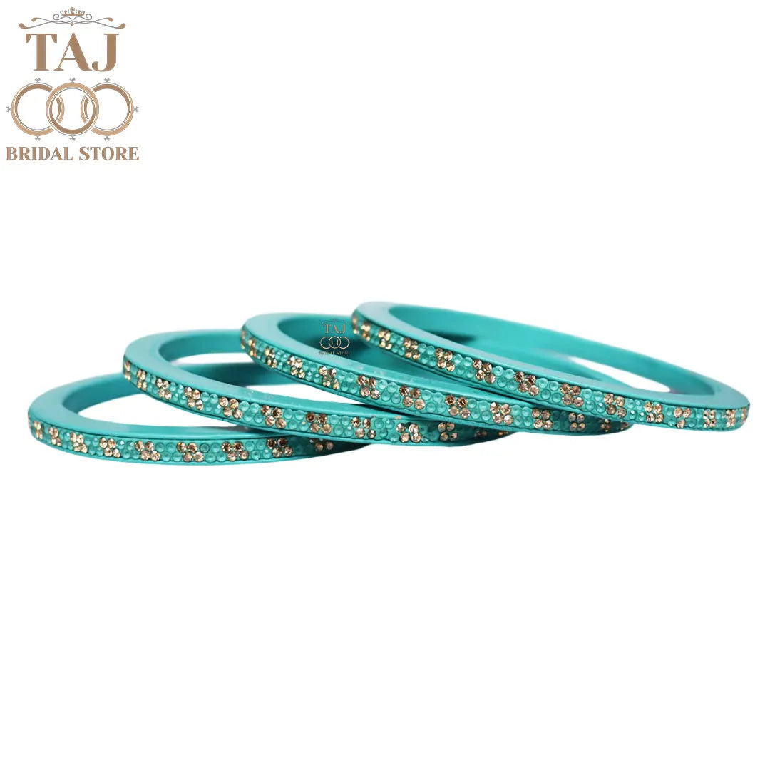 Designer Lac Bangles Set in Latest Traditional Rhinestones Design