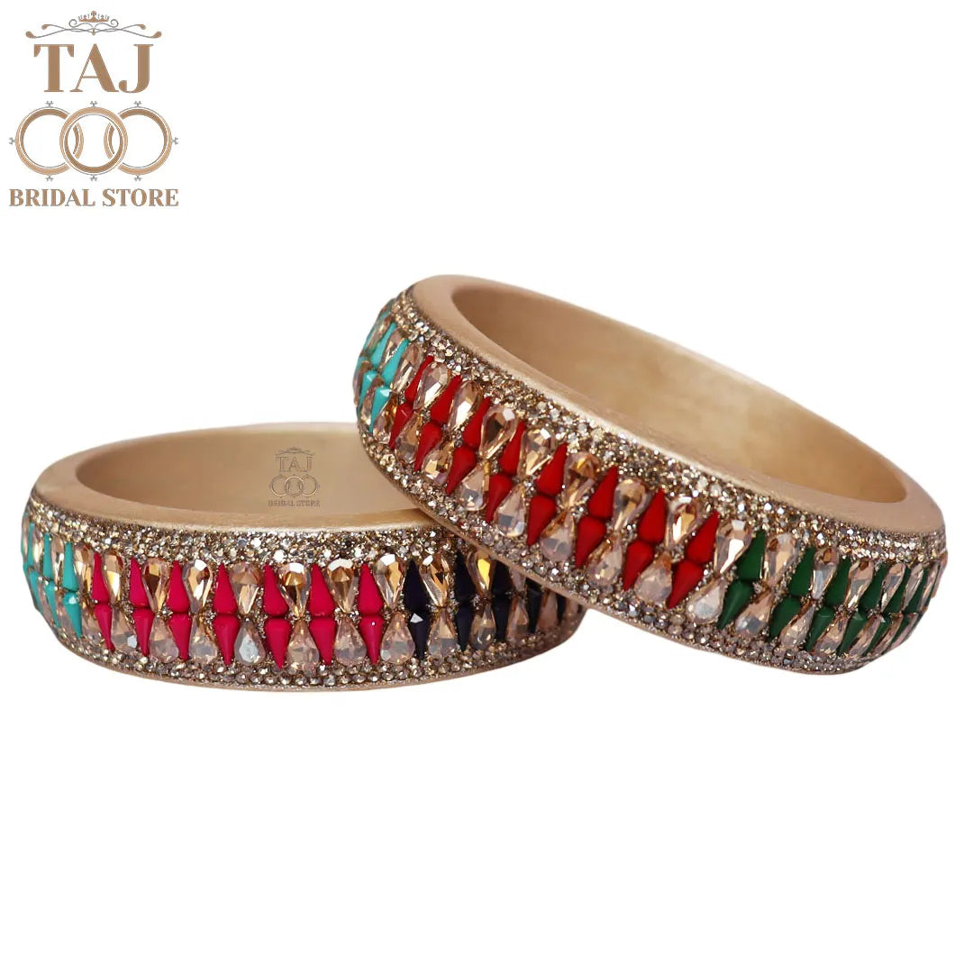 Jaipuri Stylish Lac Kada Pair With New Kundan Design