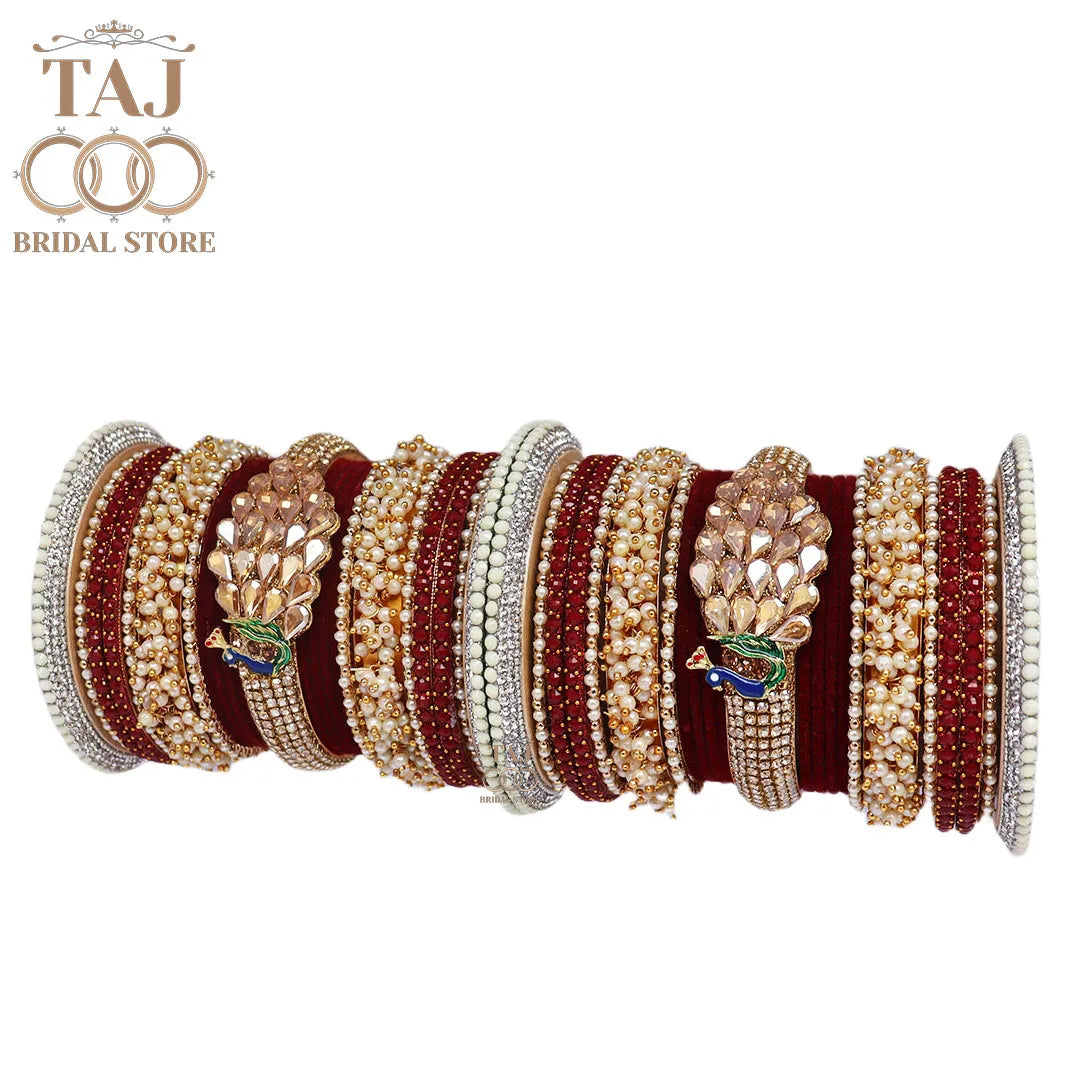 Rajwadi Wedding Bangles with Beautiful Peacock Design Taj Bridal Store