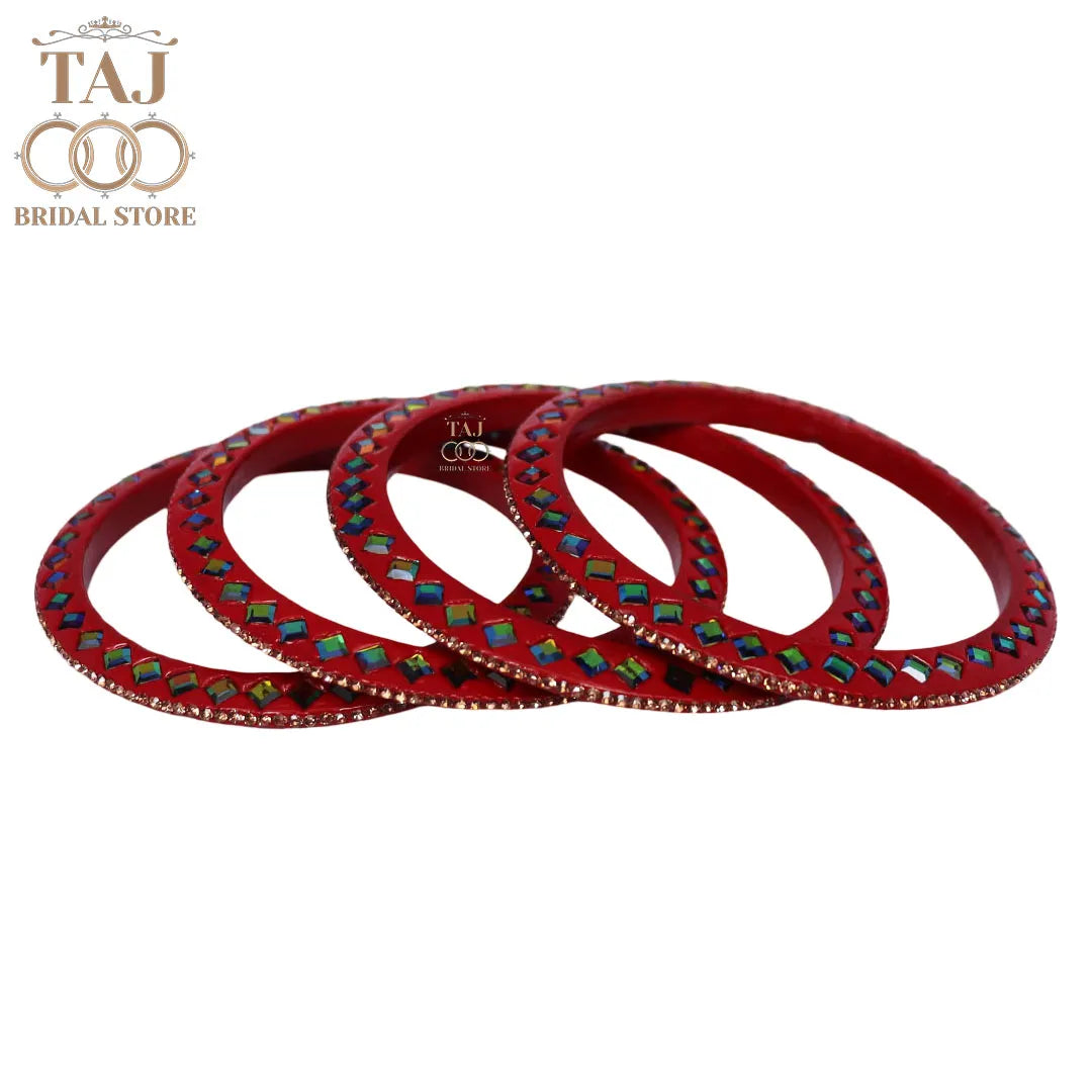 Rajasthani Fancy Lac Kada Bangles in Latest Kundan Rhinestones Design