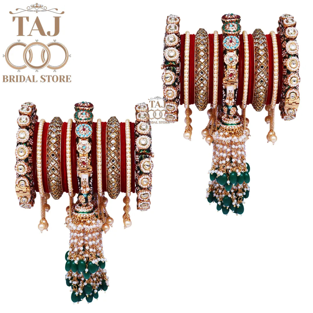 Luxurious Bridal Bangles Set in Beautiful Heavy Latkan Design