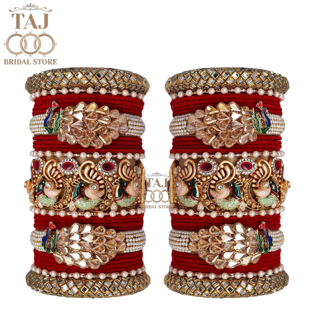 Wedding Bangle Set with Beautiful New Peacock Design Kada Taj Bridal Store