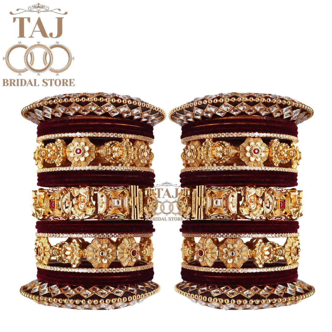 Rajwadi Wedding Bangles Set With New Divine Ganesh Motifs Kada