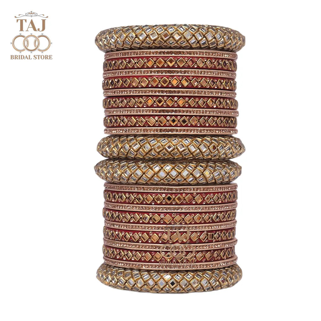 Lac Bangles for Bride with Beautiful Kundan Design Taj Bridal Store