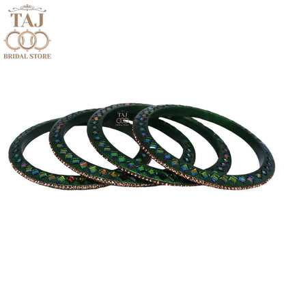 Rajasthani Fancy Lac Kada Bangles in Latest Kundan Rhinestones Design