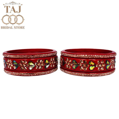 Rajasthani Short Lac Bangles Set in Latest Kundan & Rhinestons Design