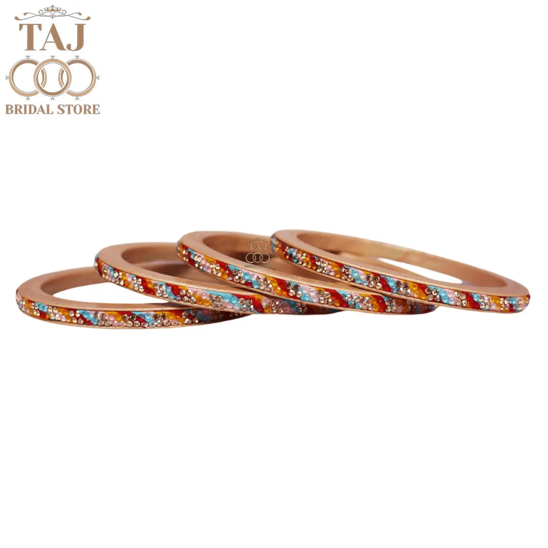 Designer Lac Bangles Set in Latest Traditional Rhinestones Design