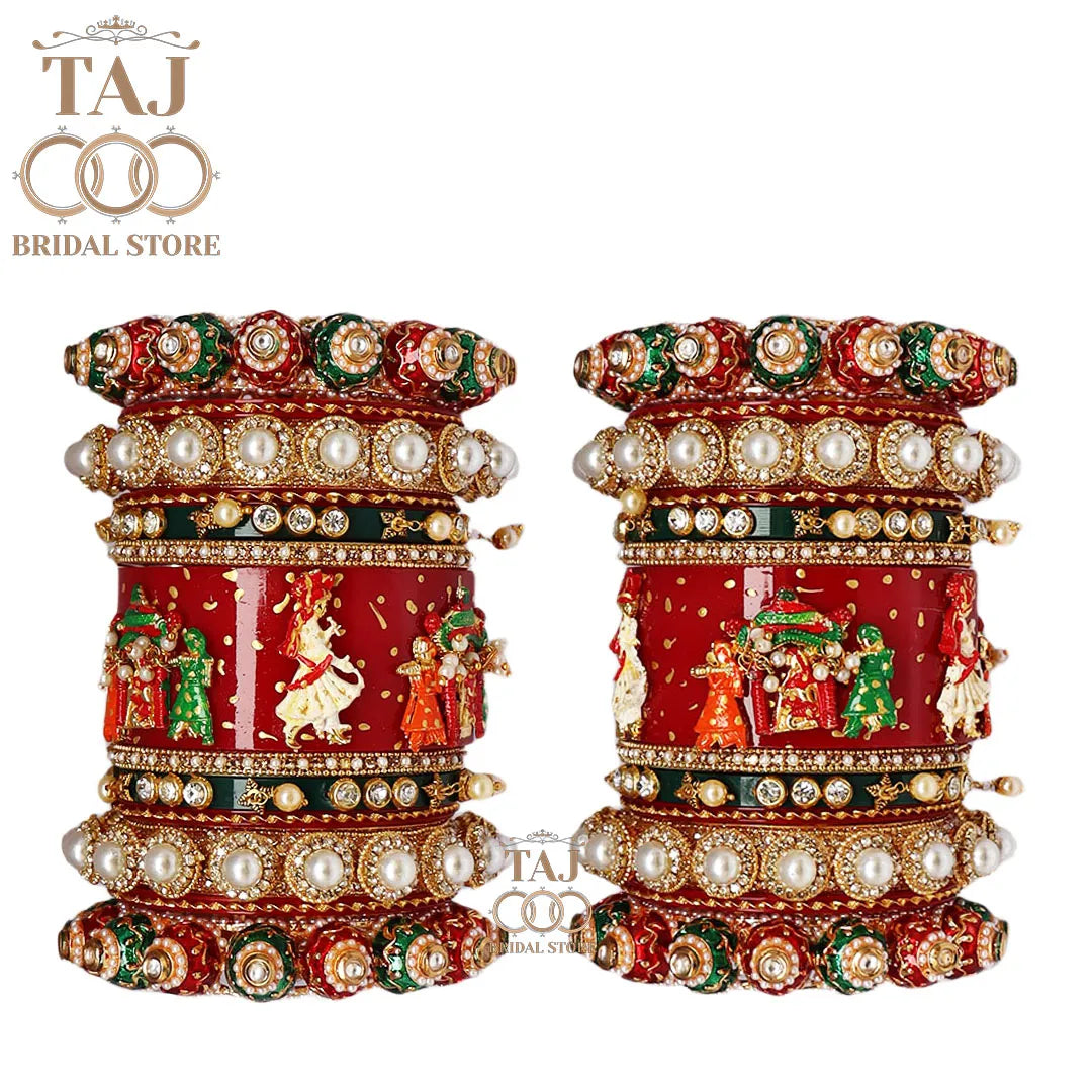 Doli Design Wedding Bangles Set with Beautiful Heavy Design Metal Bangadi