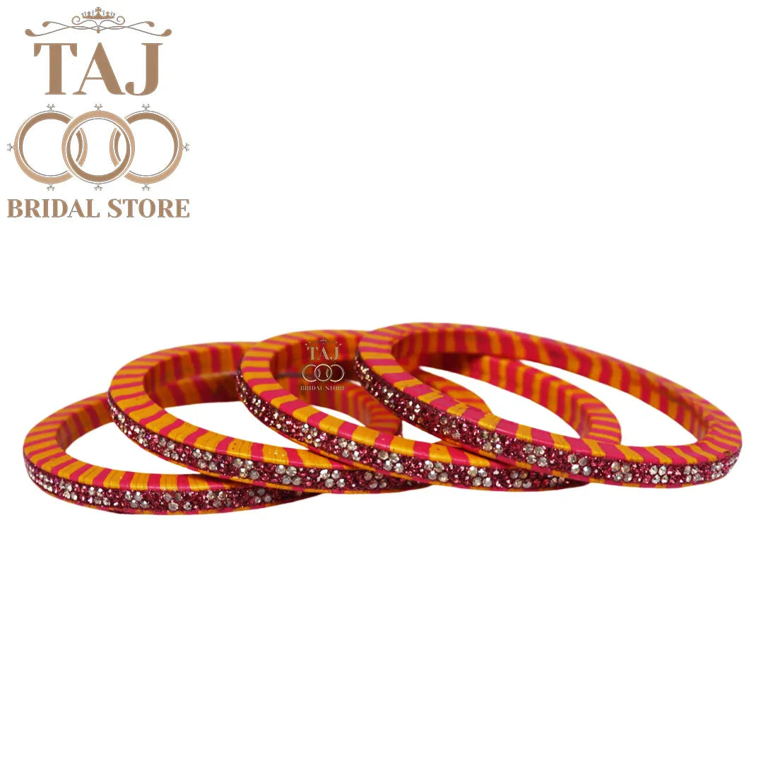 Rajasthani Lac Lehriya Kada Bangles (Set of 4)