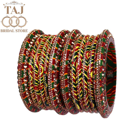 Lac Bangles Set Multi Color Lahariya Design