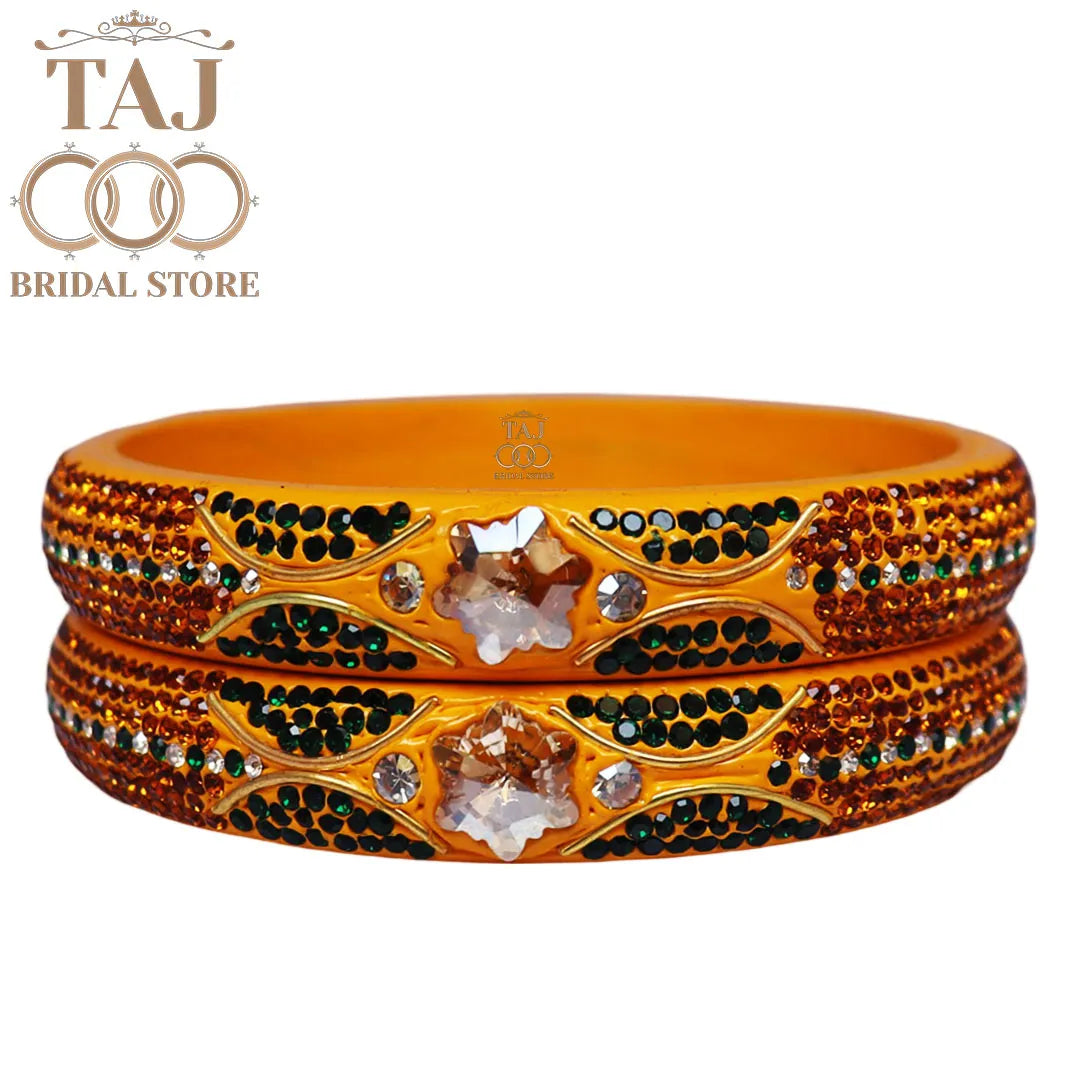 Handmade Rajasthani Kada Featuring Dazzling Rhinestones (Set of 2)