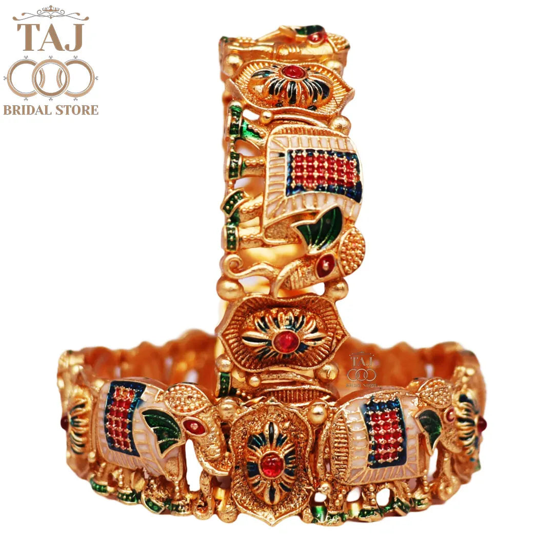 Rajwadi Rajasthani Kada Bangles Pair With Latest Elephant Motifs