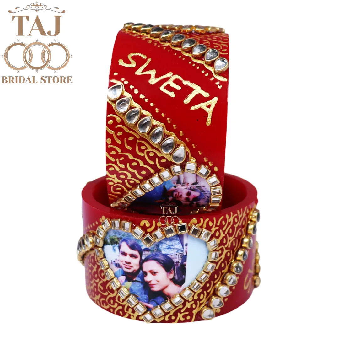 Bridal Bangles with Couple Name and Photo