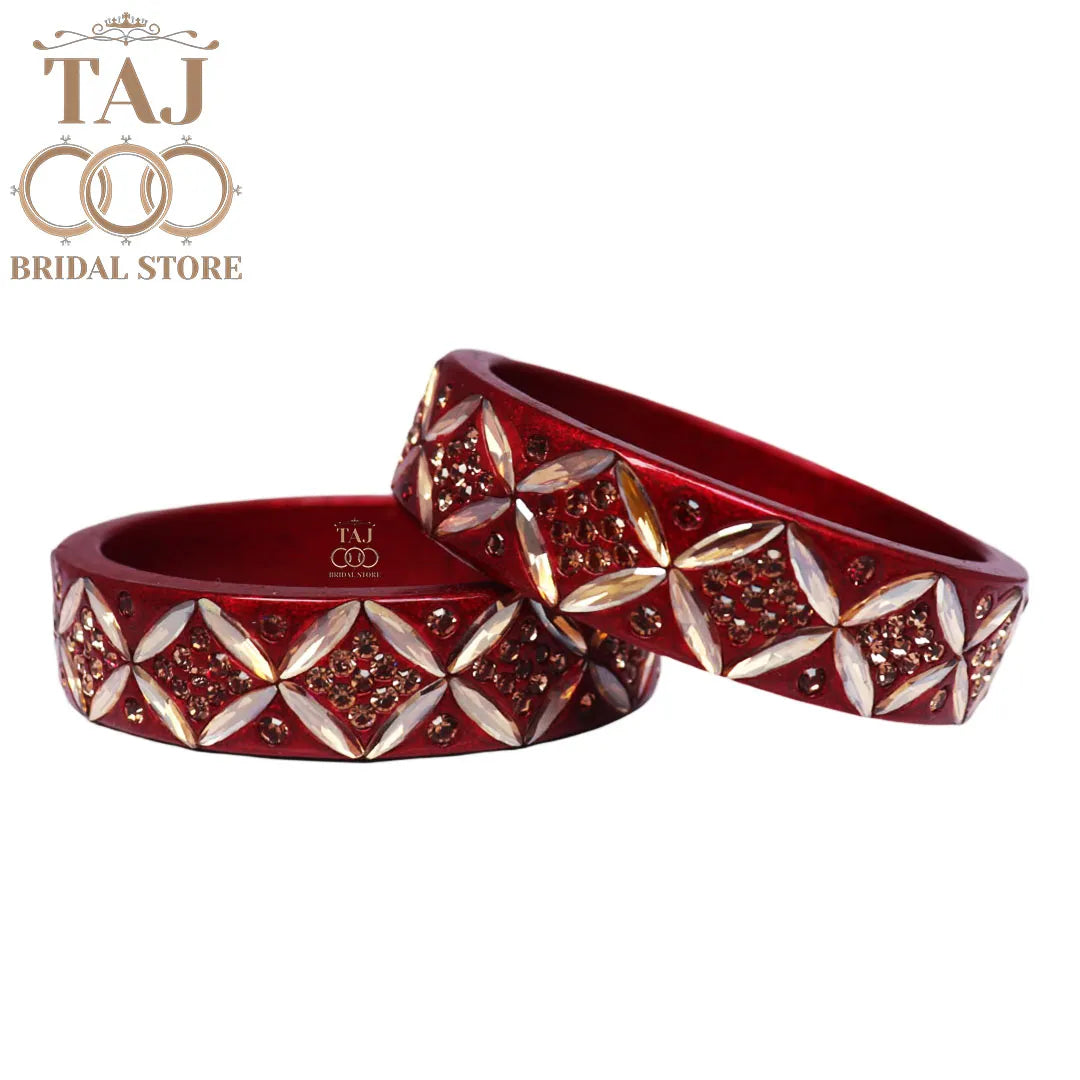 Traditional Rajasthani Lac Kada Bangles with Kundan and Rhinestones