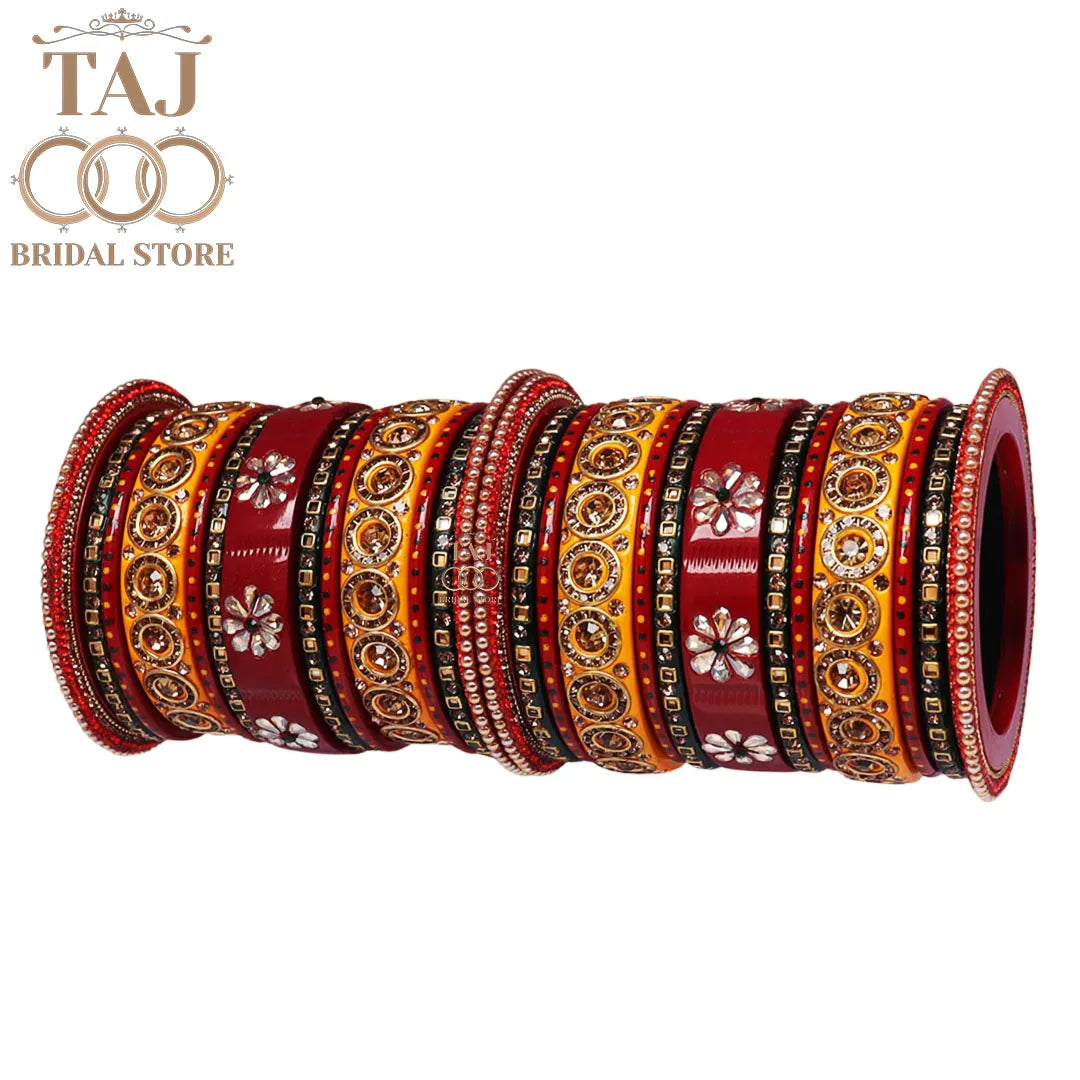 Karwa Chauth Special Rajasthani Bangle Set with Kundan and Rhinestones