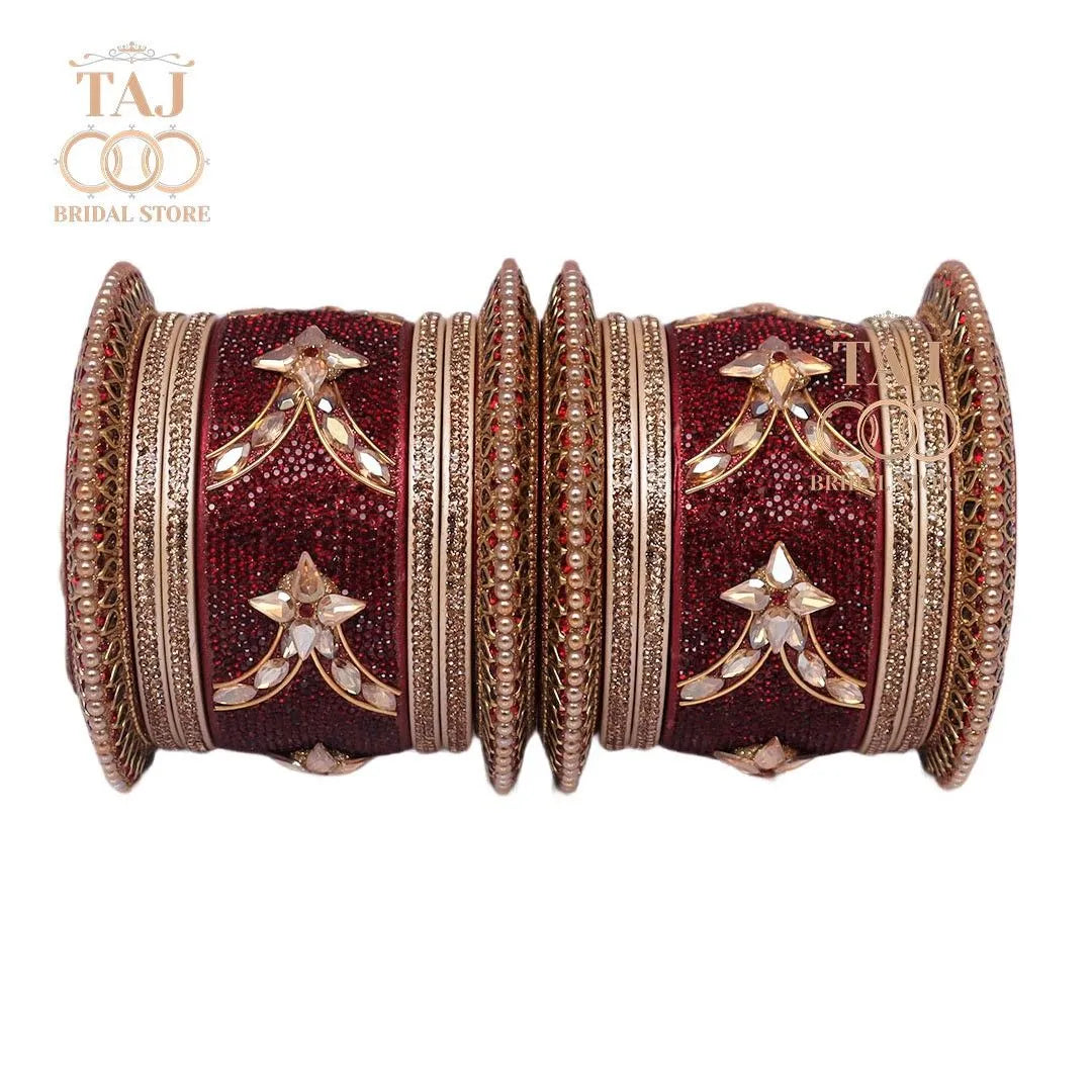 Lac Bangles for Bride with Best Kundan Work (Pack of 14) Taj Bridal Store