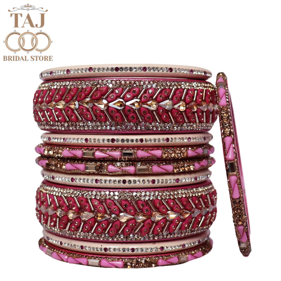 Women Lac Short Bangles Set With Latest Kundan Rhinestones Design