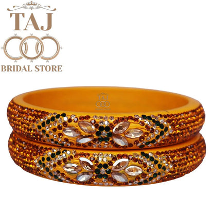 Jaipuri Designer Lac Kada Set With Beautiful Kundan Design (Set Of 2)