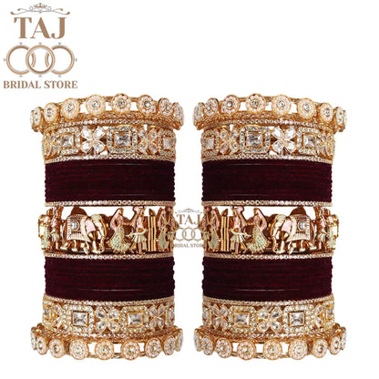 Royal Rajwadi Bangle Set with Dulha-Dulhan and Elephant Motifs