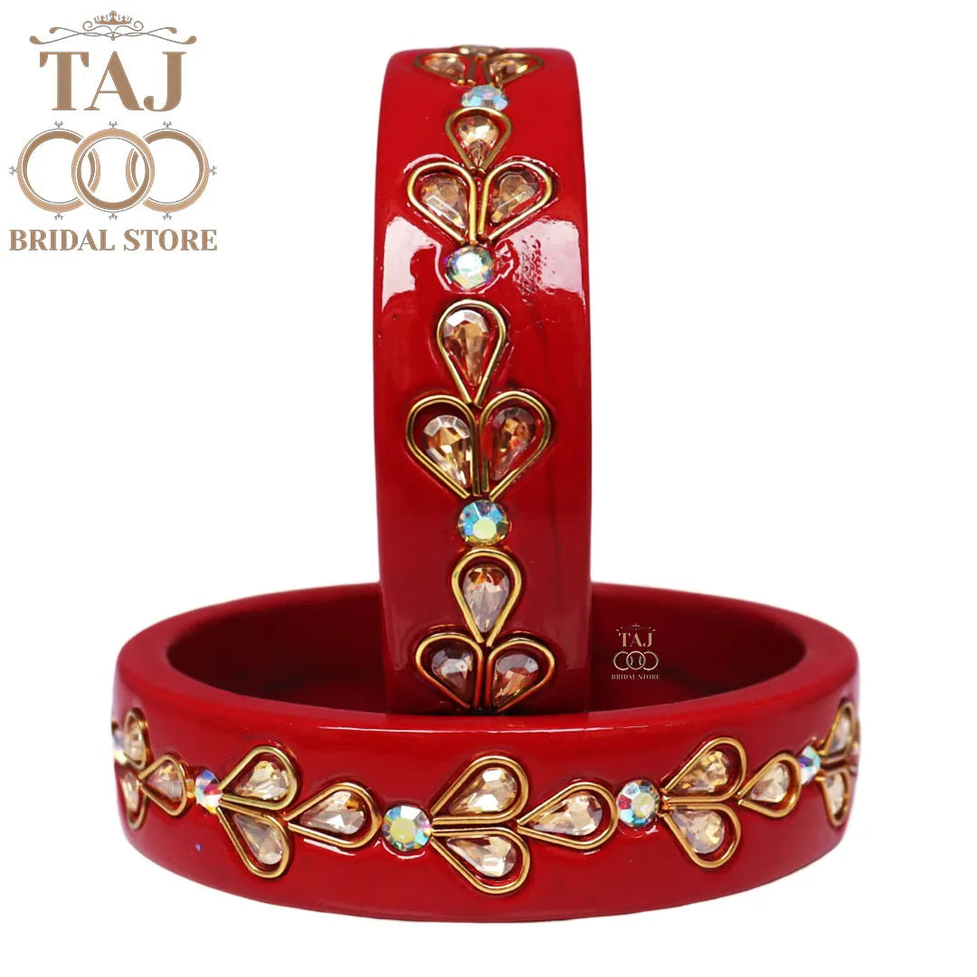 Designer Lac Kada Bangles with Exquisite Kundan Work (Set of 2)