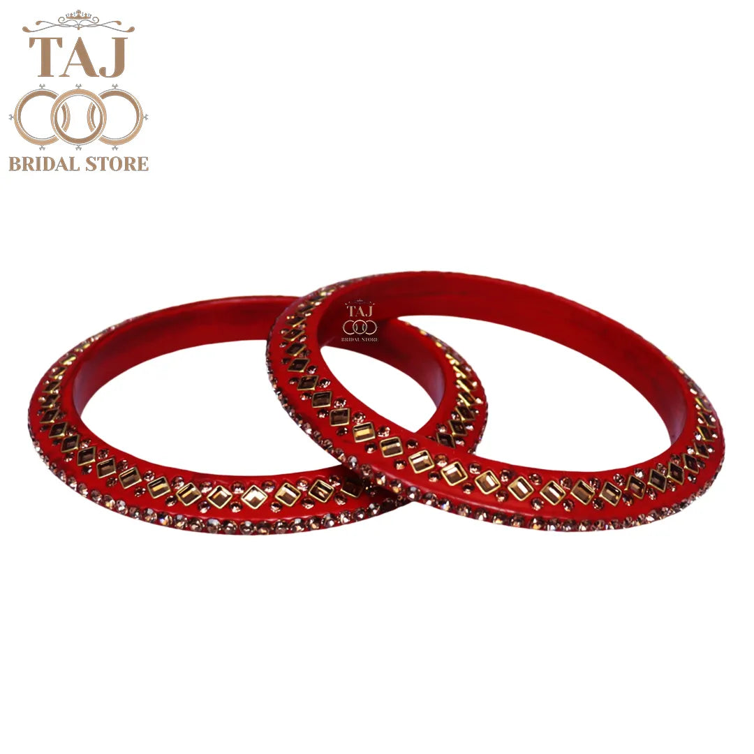 Traditional Kundan Lac Bangadi Bangles (Pack of 2)