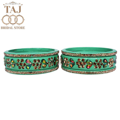 Rajasthani Short Lac Bangles Set in Latest Kundan & Rhinestons Design