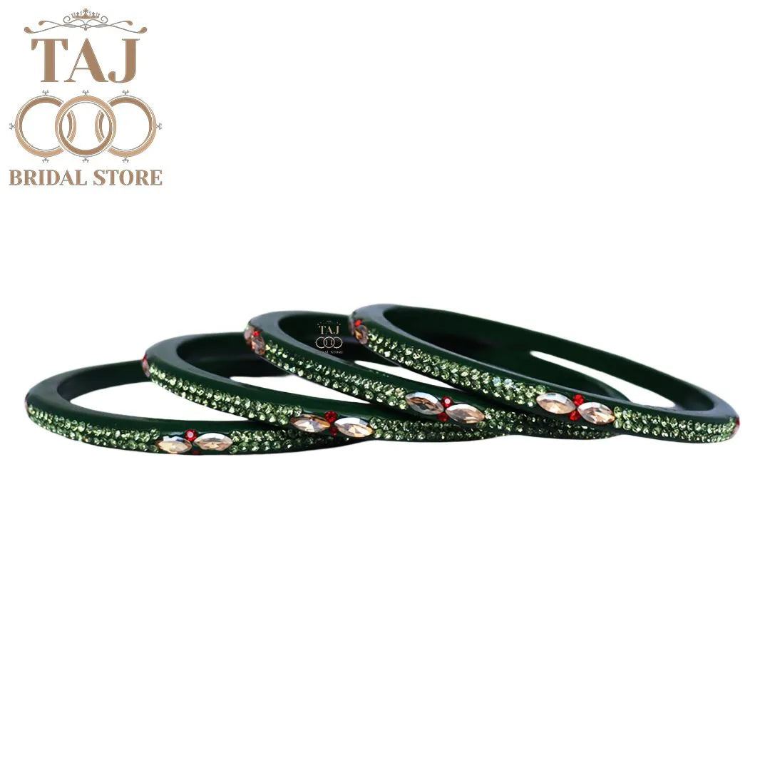 Kundan Lac Bangles with Beautiful Kundan and Rhinestones Design