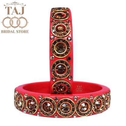 Elegant Lac Kada Bangles with Stunning Stones (Set of 2)