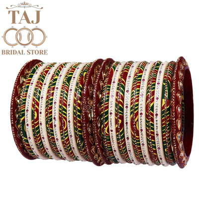 Lehariya Rajasthani Lac Bangle Set with Rhinestones