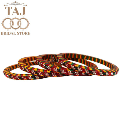 Rajasthani Lac Lehriya Kada Bangles (Set of 4)