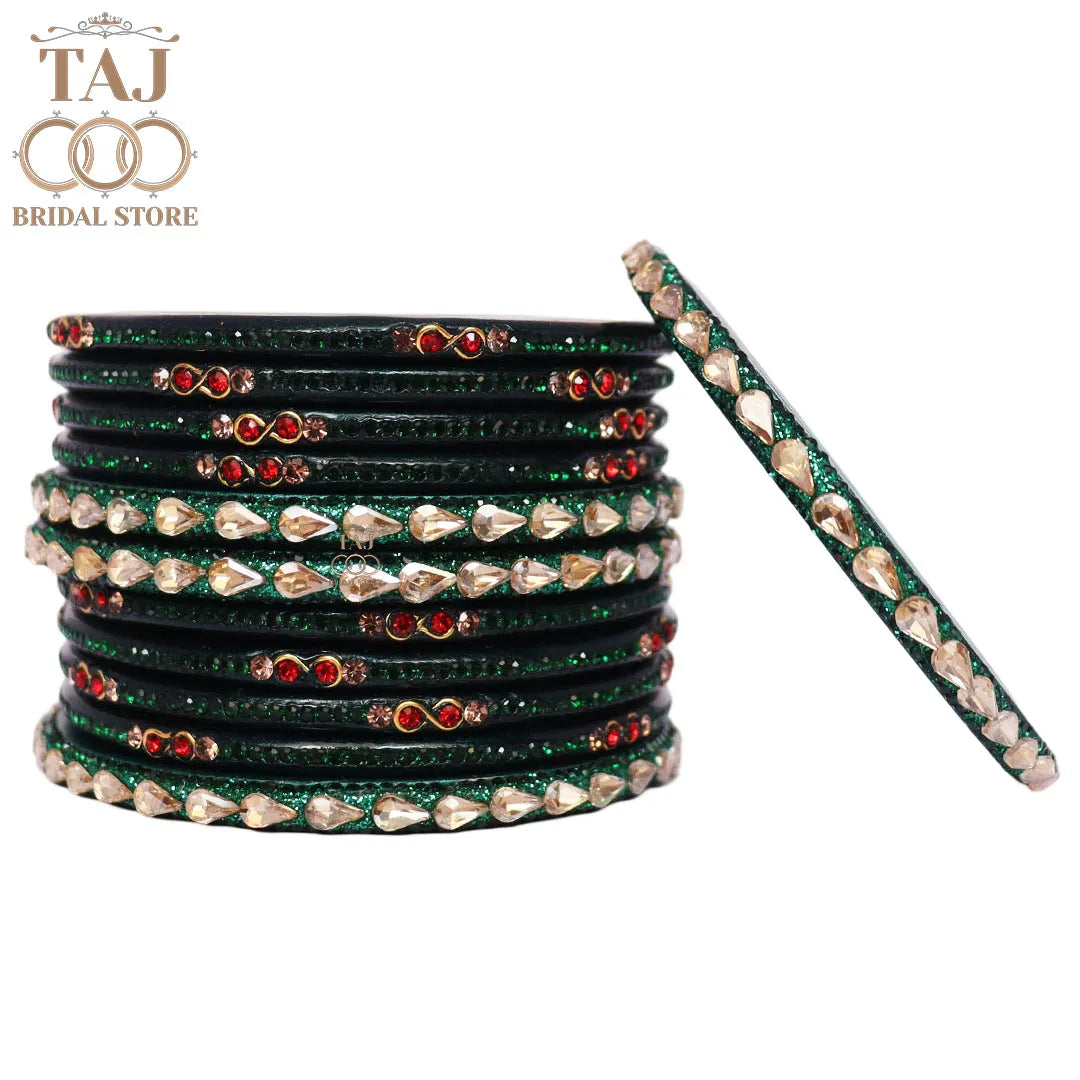 Rajasthani Short Lac Bangles Set With New Kundan Design