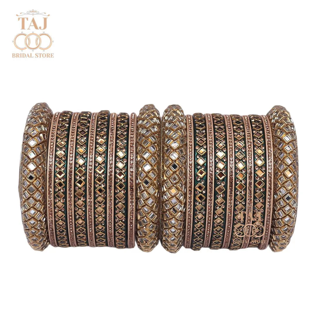 Lac Bangles for Bride with Beautiful Kundan Design Taj Bridal Store