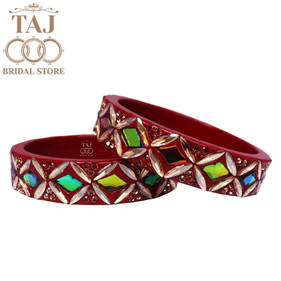 Designer Lac Kada Bangles with Exquisite Kundan Work