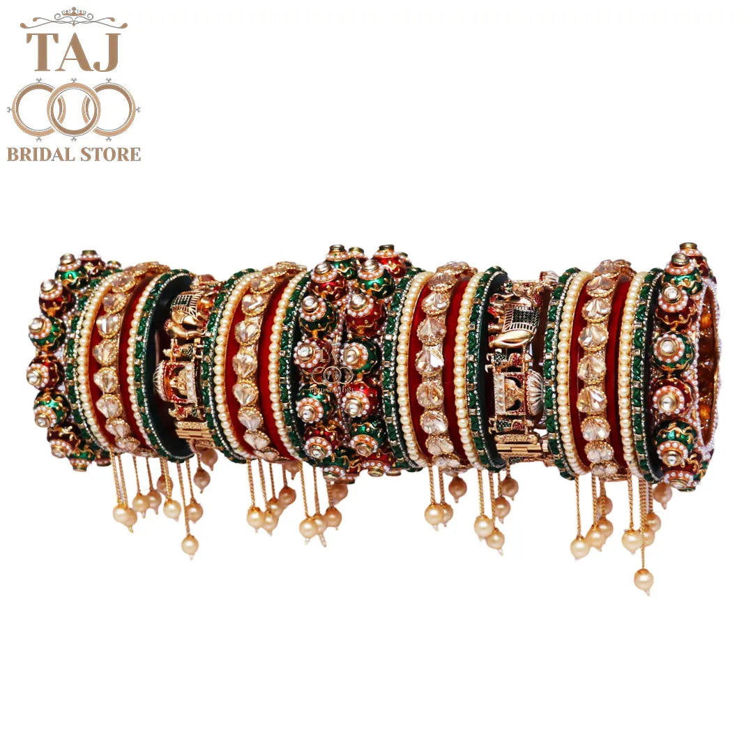 Premium Rajwadi Wedding Bangles Set with New Elephant & Doli Motifs