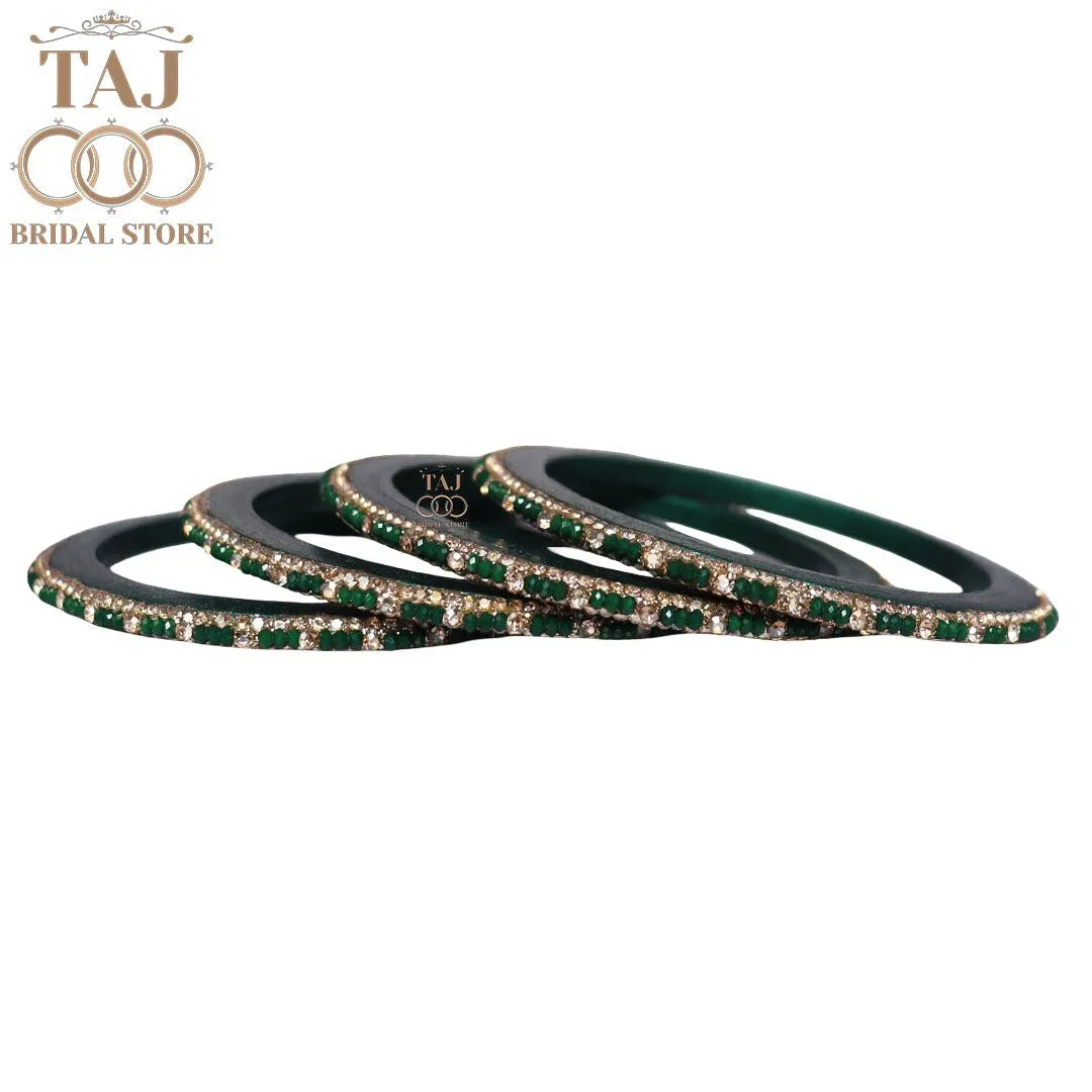 Handmade Lac Bangles For Women With Latest Rhinestones Design