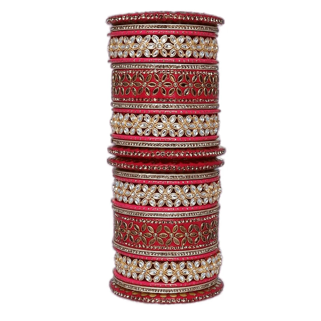 Lac Bangles with Beautiful Kundan Flower Design Taj Bridal Store