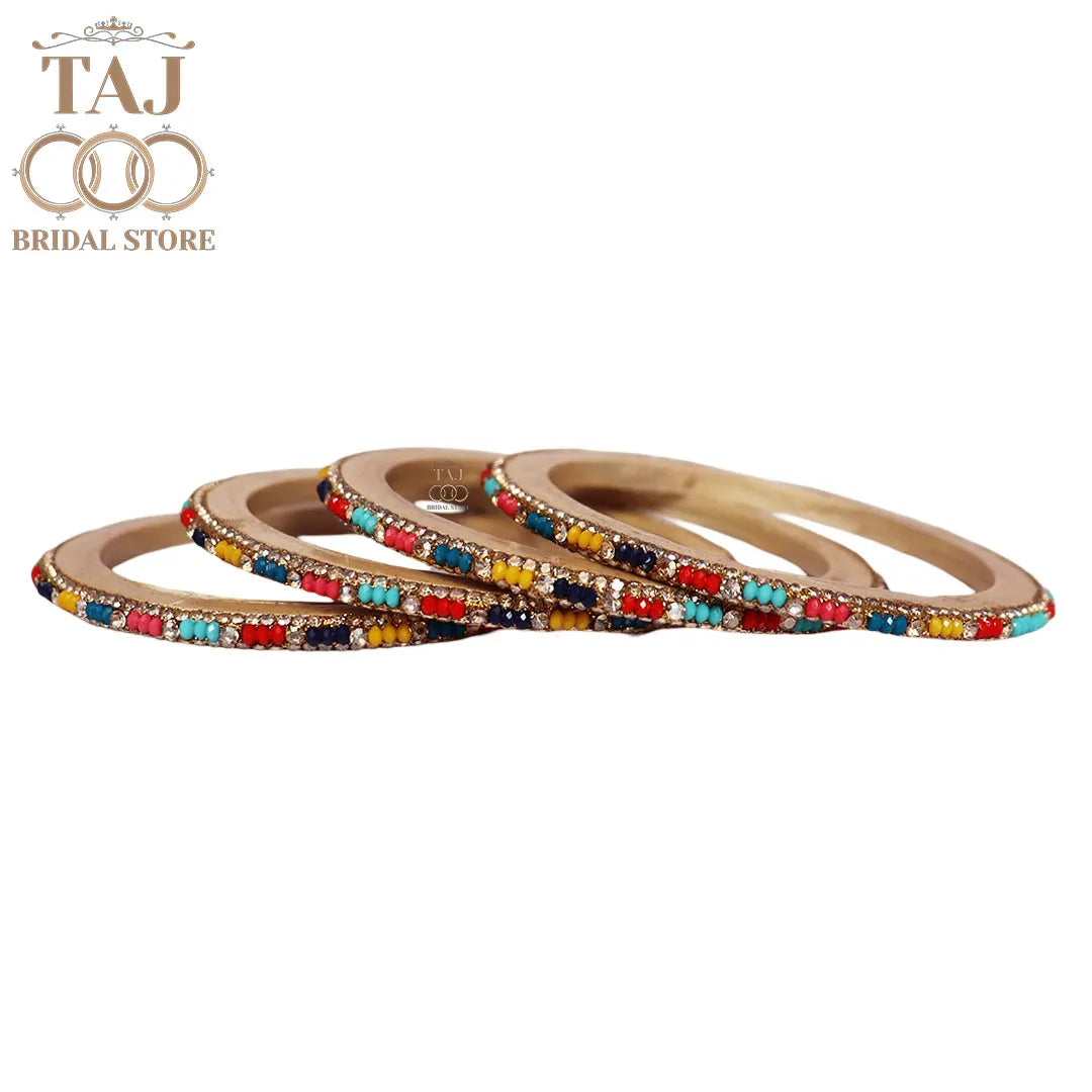 Handmade Lac Bangles For Women With Latest Rhinestones Design