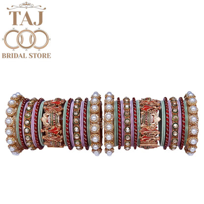 Traditional Wedding Choora Set With Beautiful Dulha Dulhan Design Metal Kada