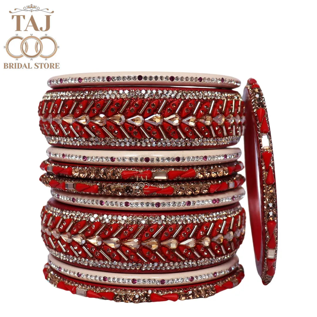 Women Lac Short Bangles Set With Latest Kundan Rhinestones Design