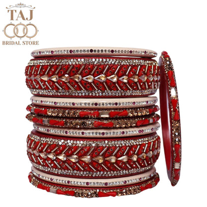 Women Lac Short Bangles Set With Latest Kundan Rhinestones Design