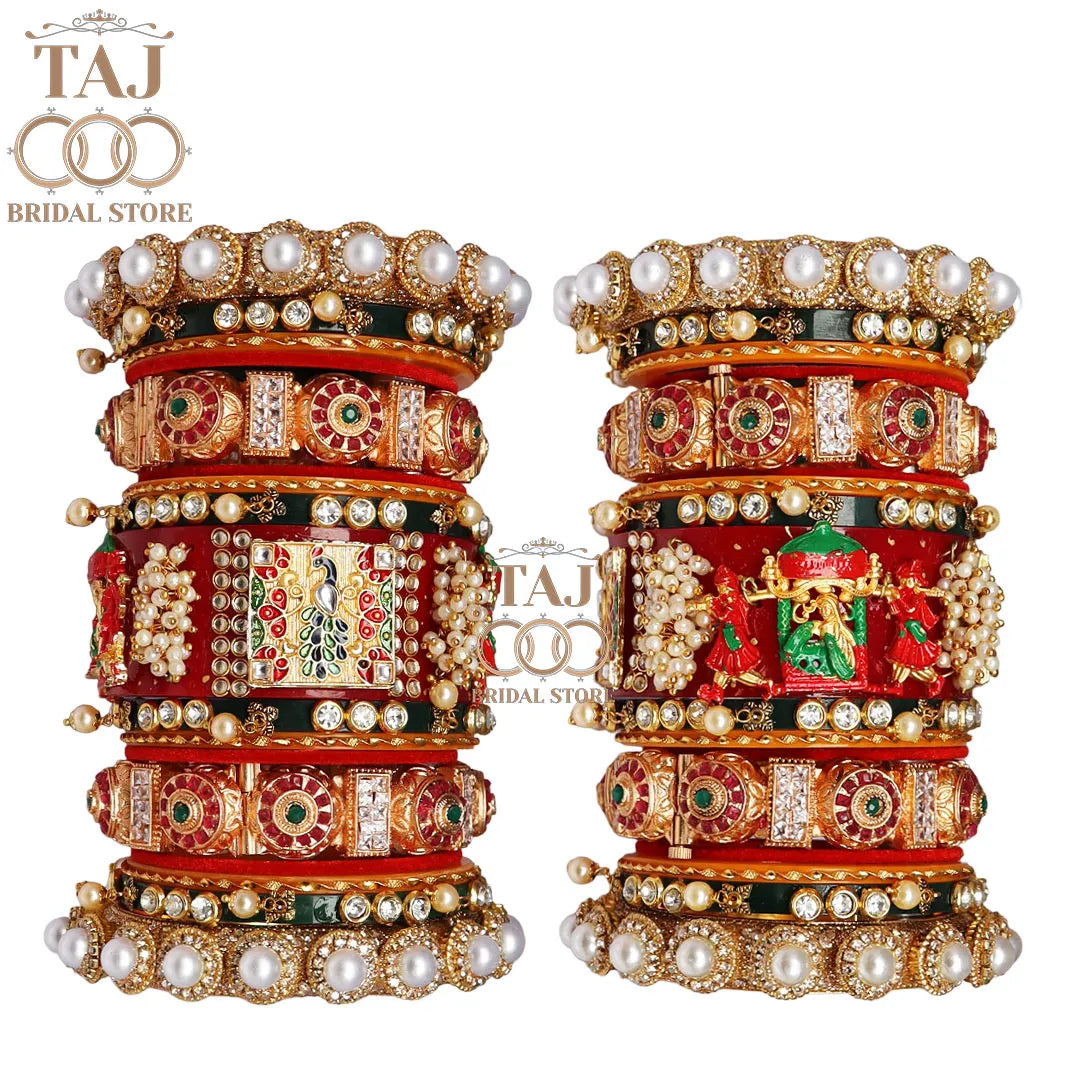 Designer Wedding Chura Set With Beautiful Peacock and Doli Design Kada