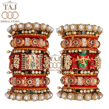 Designer Wedding Chura Set With Beautiful Peacock and Doli Design Kada