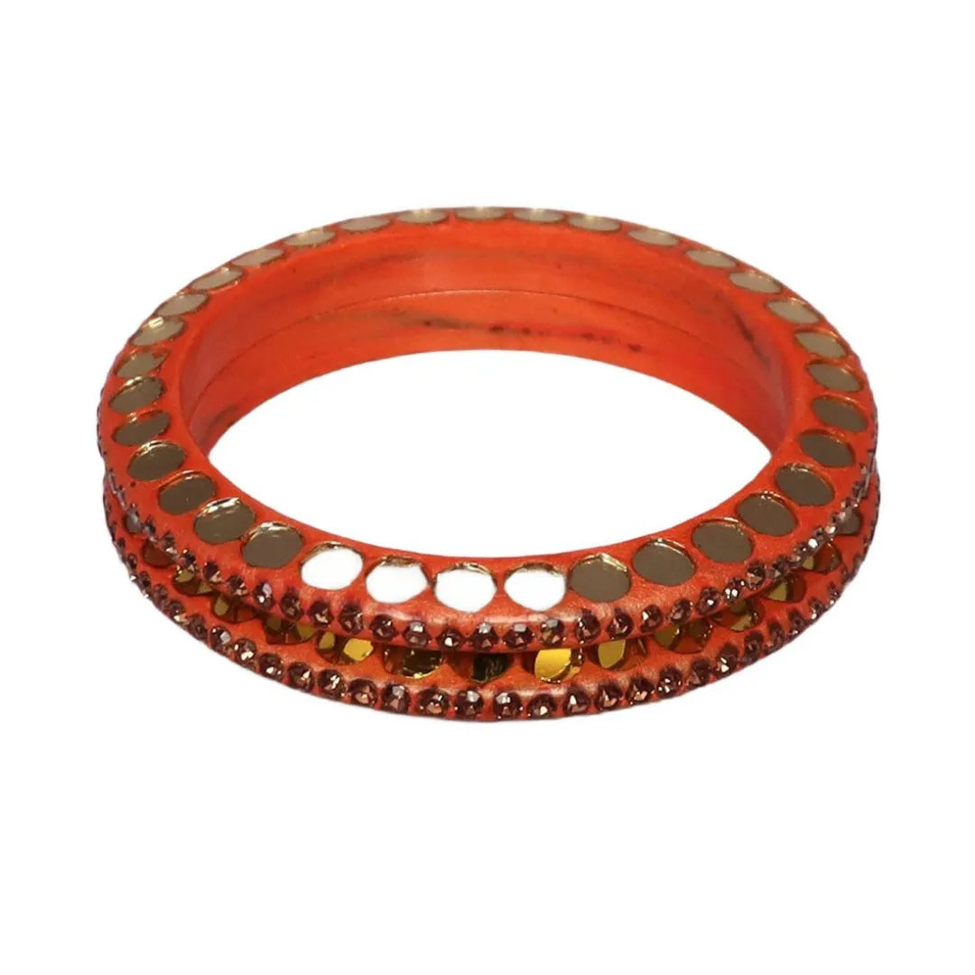 Lakh Bangle with Beautiful Mirror Work (Pack of 2) Taj Bridal Store