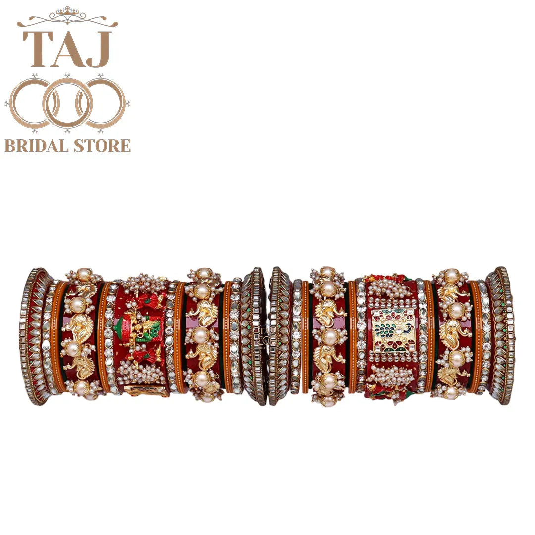 Rajwadi Wedding Chura Set With Beautiful Doli and Peacock Design Kada