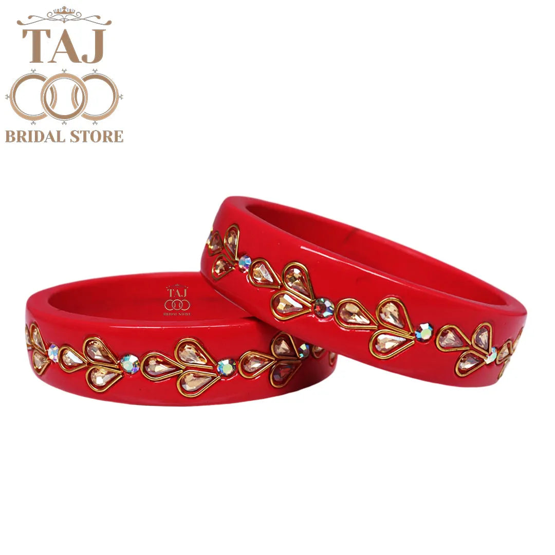 Designer Lac Kada Bangles with Exquisite Kundan Work (Set of 2)